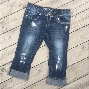 Hydraulic Factory Distressed Embellished Capris